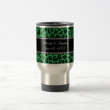 Green leopard pattern wedding favors mug