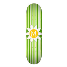 Green Stripes; Striped; Daisy Skateboard