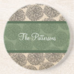Green Vintage Zinnia Coaster