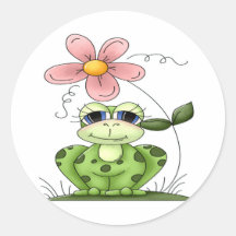 Grenouille avec la fleur autocollants