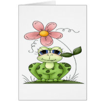 Grenouille avec la fleur carte