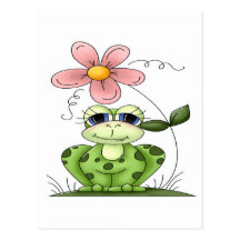 Grenouille avec la fleur carte postale