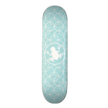 Grenouille blanche sur des cercles de bleus layett skateboards personnalisés