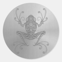 Grenouille d'arbre d'acier inoxydable autocollant rond