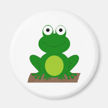 Grenouille de bande dessinée sur un rondin aimant