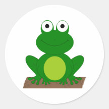 Grenouille de bande dessinée sur un rondin adhésif rond