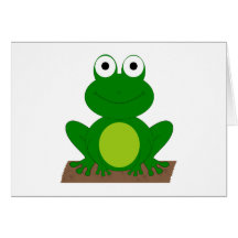 Grenouille de bande dessinée sur un rondin cartes de vœux