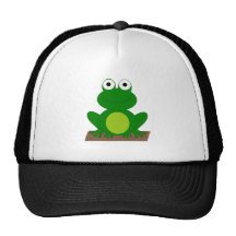 Grenouille de bande dessinée sur un rondin casquette