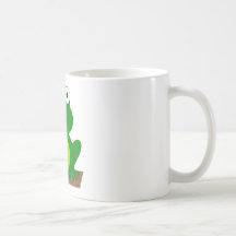 Grenouille de bande dessinée sur un rondin tasse à café