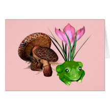 Grenouille et champignon carte de vœux
