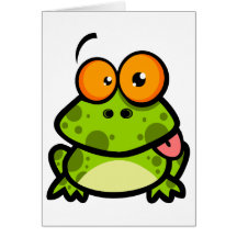 grenouille mignonne maladroite collant la langue carte de vœux