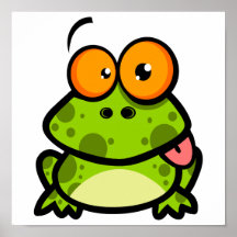 grenouille mignonne maladroite collant la langue posters