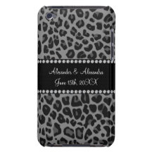 Grey leopard print wedding favors barely there iPod case