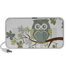 Griffonnage de hibou d'arbre de polka mini haut-parleur
