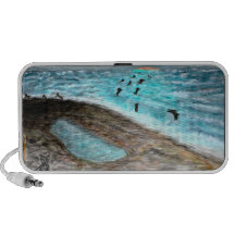 Griffonnage de partie de plage de chienchien haut-parleurs mp3