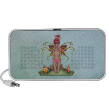 Griffonnage féerique de papillon de fraise haut-parleur notebook