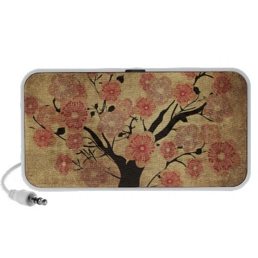 Griffonnage vintage de cerisier haut-parleurs mobiles