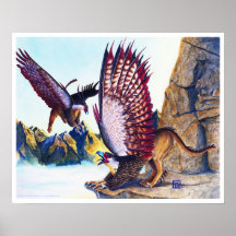 Griffons sur la falaise affiche