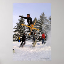 Grippage tordu de ski posters