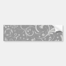 Gris antique ornemental baroque de damassé, blanc autocollant pour voiture