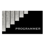 Gris argenté, programmeur noir de rayures vertical cartes de visite