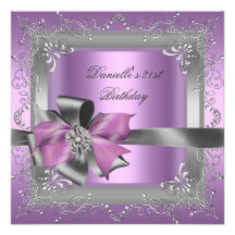 Gris argenté rose lilas de fête d'anniversaire 21è bristols personnalisés