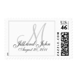 Gris blanc de timbres-poste de mariage de monogram
