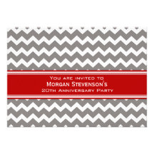 Gris Chevron d'invitation de fête d'anniversaire d