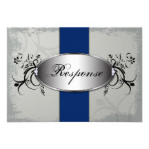 Gris d'ardoise de bleu royal de carte de la répons invitations personnalisées