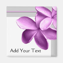 Gris et Plumeria d'aubergine Magnets Pour Réfrigérateur