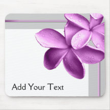 Gris et Plumeria d'aubergine Tapis De Souris