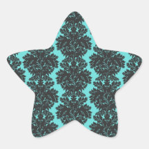 gris-foncé sur le motif bleu de damassé de flouris sticker en étoile