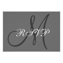 Gris l'épousant initial simple de RSVP Invitation Personnalisée