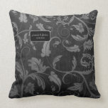Gris noir et argenté mariage damassé - personnalis oreillers
