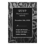 Gris noir et argenté mariage damassé - RSVP Invitation Personnalisée
