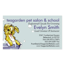 Groomer de chien et d'animal familier - bain mouss cartes de visite professionnelles