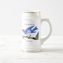 Groomsman Stein épousant les oiseaux bleus vintage Tasse À Café