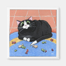 Gros chat et une couverture d'art de chat des bisc aimant pour réfrigérateur