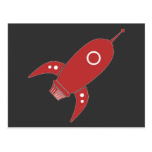 Gros rouge de bateau de rétrofusée cartes postales