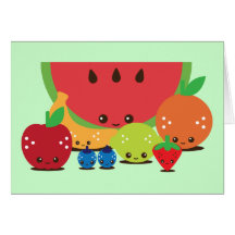 Groupe de fruit de Kawaii Carte De Vœux