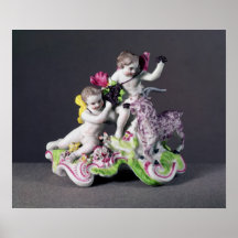 Groupe de Longton Hall, deux putti avec la chèvre, Affiche