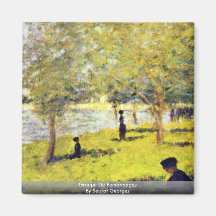 Groupe De Personnages By Seurat Georges Magnets Pour Réfrigérateur