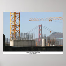Grues et golden gate bridge, San Francisco Posters