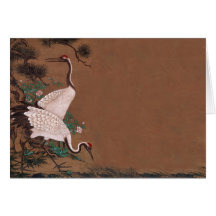 Grues japonaises vintages épousant des invitations carte de vœux