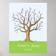 Guestbook d'arbre d'empreinte digitale de mariage affiches