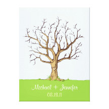 Guestbook d'arbre d'empreinte digitale de mariage toile tendue