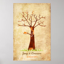 Guestbook de mariage d'arbre d'empreinte digitale  affiches