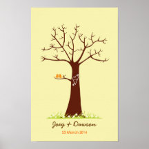 Guestbook de mariage d'arbre d'empreinte digitale  poster