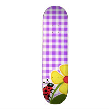 Guingan Checkered pourpre ; Coccinelle Plateaux De Skateboards Customisés