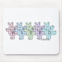 Guingan heureux de pastel d'hippopotames tapis de souris
